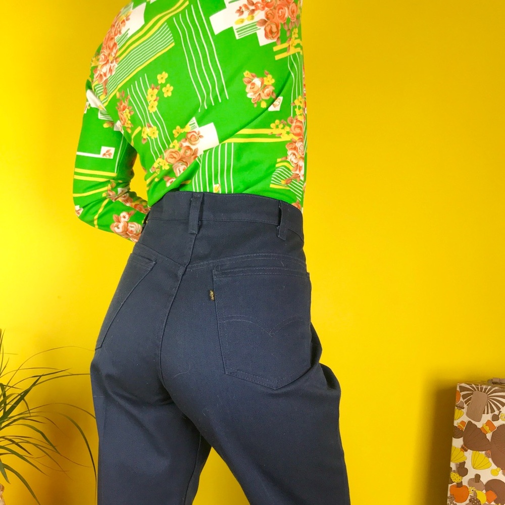 Vintage 70s Levis Sta Prest unisex navy jeans 35” - Picture 4 of 6